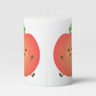 Cute happy peach yellow cartoon pillar candle