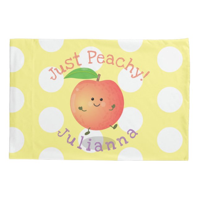 Cute happy peach yellow cartoon pillow case (Back)