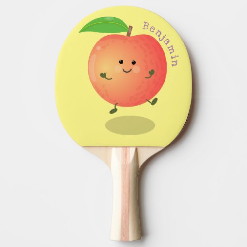 Cute happy peach yellow cartoon ping pong paddle