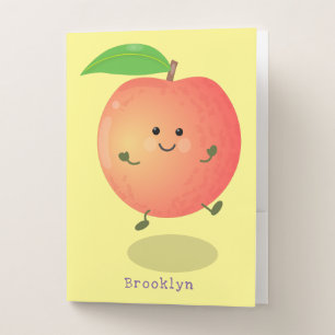 Cute happy peach yellow cartoon pocket folder