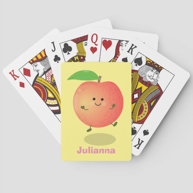 Cute happy peach yellow cartoon poker cards (Back)