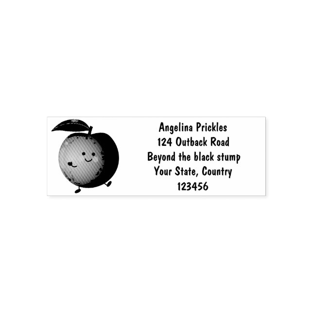 Cute happy peach yellow cartoon self-inking stamp (Design)