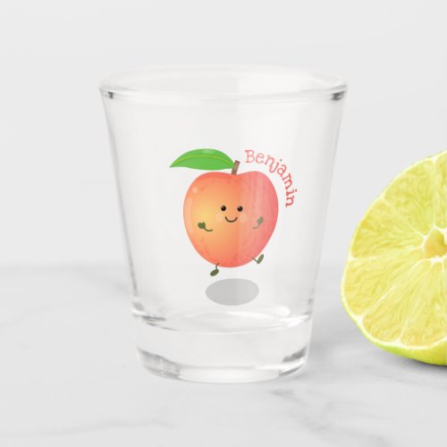 Cute happy peach yellow cartoon  shot glass