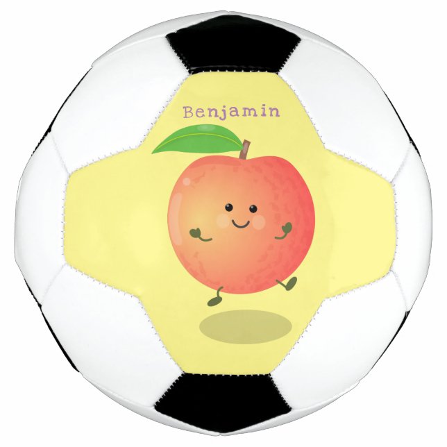 Cute happy peach yellow cartoon soccer ball (Front)