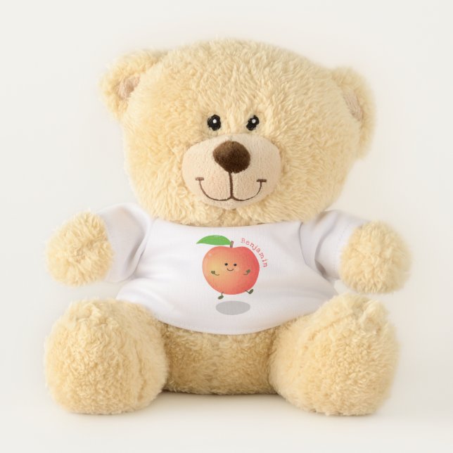 Cute happy peach yellow cartoon teddy bear (Front)