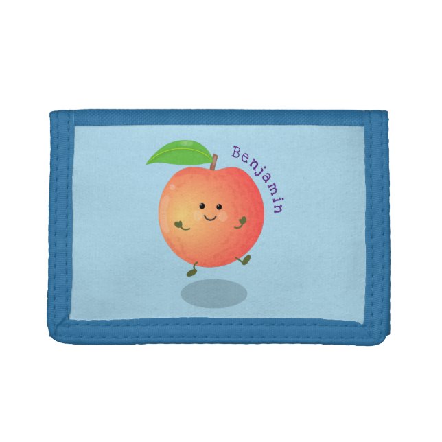 Cute happy peach yellow cartoon trifold wallet (Front)