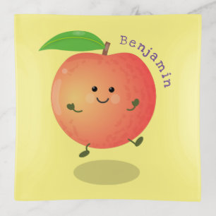 Cute happy peach yellow cartoon trinket tray
