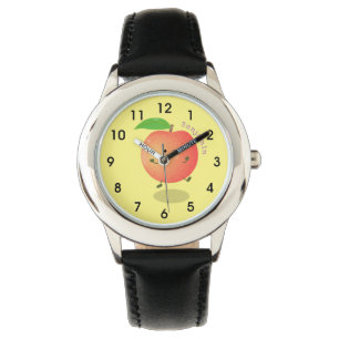 Cute happy peach yellow cartoon watch
