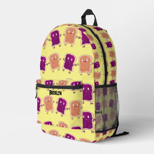 Cute happy peanut butter and jelly cartoon printed backpack