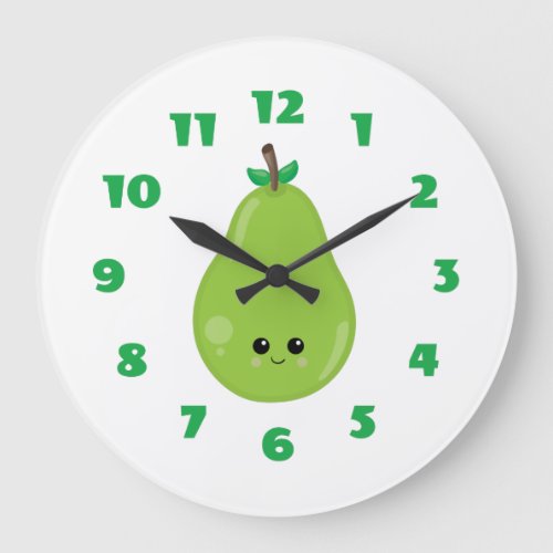Cute Happy Pear Large Clock