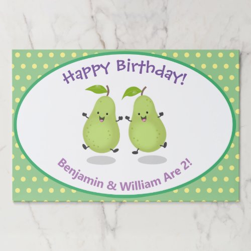 Cute happy pears twins cartoon illustration paper pad