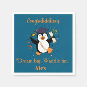 Cute Happy Penguin Graduation Party Napkins