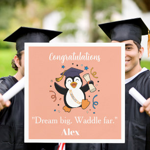 Cute Happy Penguin Graduation Party Napkins