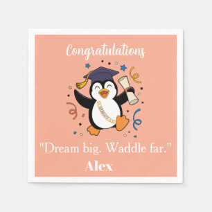 Cute Happy Penguin Graduation Party Napkins