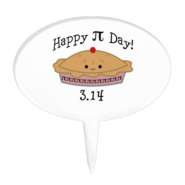 Cute Happy Pi Day! Cake Topper (Front)