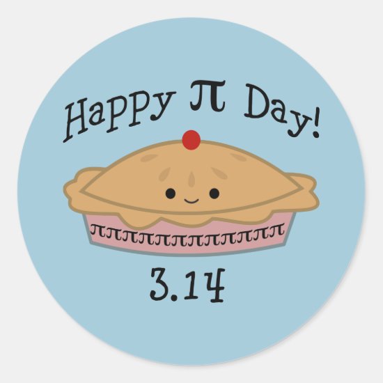 Cute Happy Pi Day! Classic Round Sticker