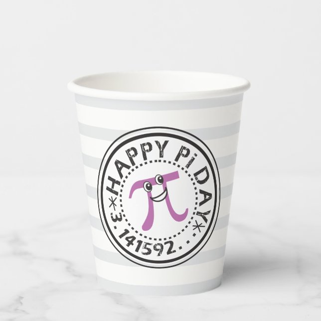 Cute Happy Pi Day - Funny Pi Day Paper Cup (Front)