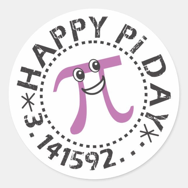 Cute Happy Pi Day © - Funny Pi Day Stickers (Front)