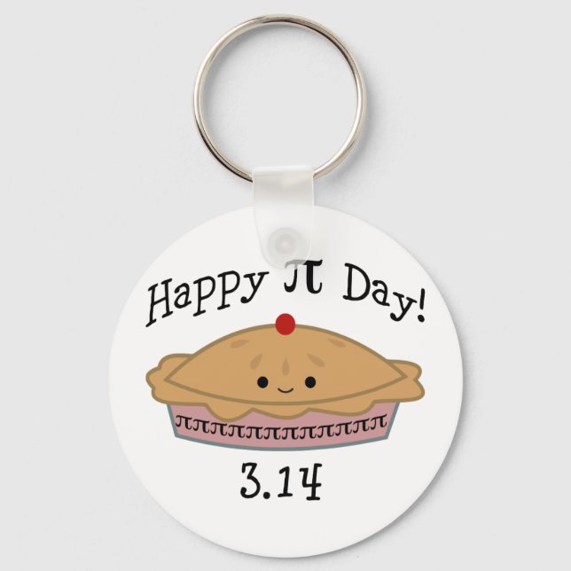 Cute Happy Pi Day! Keychain (Front)