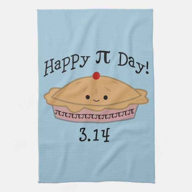 Cute Happy Pi Day! Kitchen Towel (Vertical)