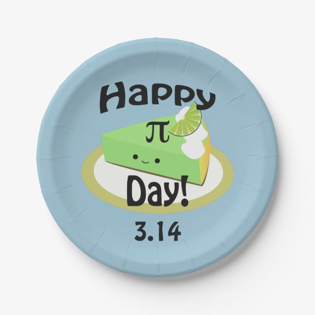 Cute Happy Pi Day Paper Plates (Front)