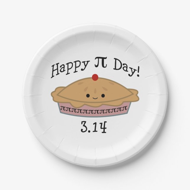 Cute Happy Pi Day! Paper Plates (Front)