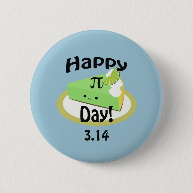 Cute Happy Pi Day Pinback Button (Front)