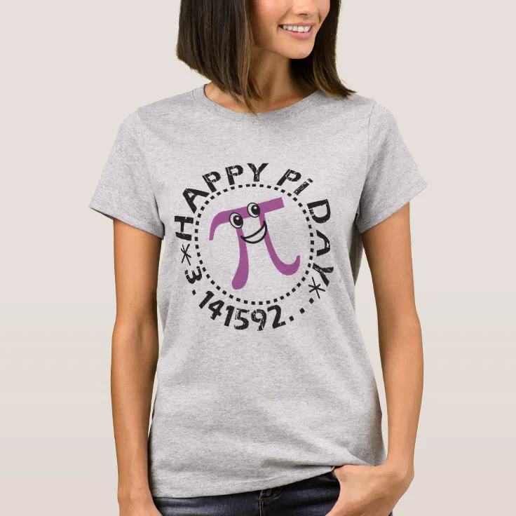 Cute Happy Pi Day © Purple Pi Symbol T-Shirt (Front)