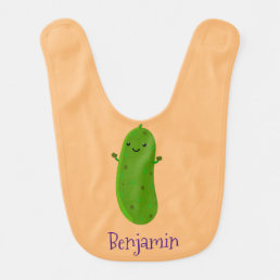 Cute happy pickle cartoon illustration baby bib