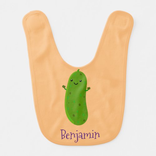 Cute happy pickle cartoon illustration baby bib