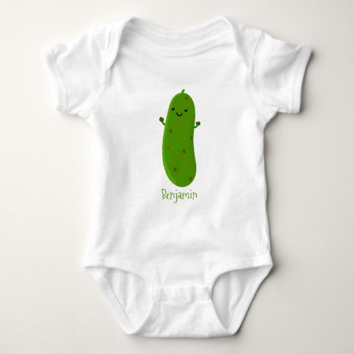 Cute happy pickle cartoon illustration baby bodysuit