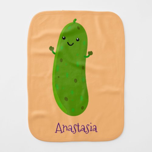 Cute happy pickle cartoon illustration baby burp cloth