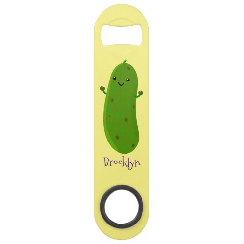 Cute happy pickle cartoon illustration bar key