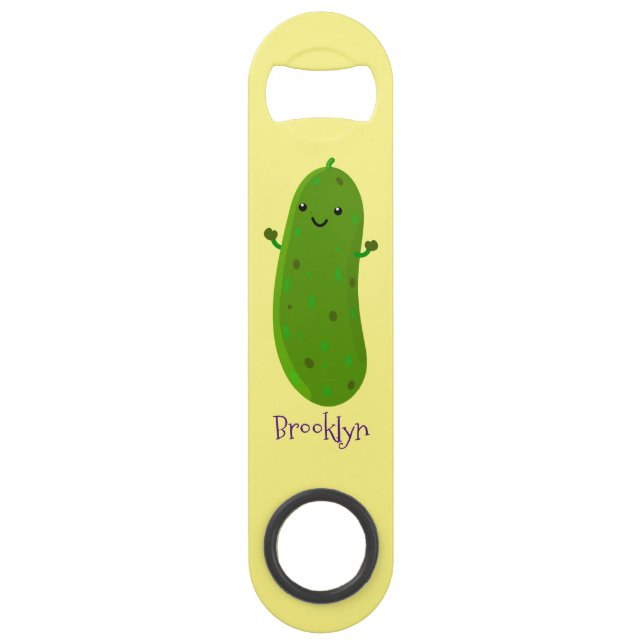 Cute happy pickle cartoon illustration bar key (Front)