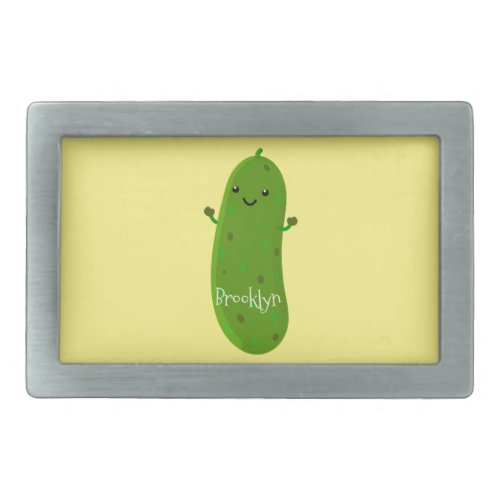 Cute happy pickle cartoon illustration belt buckle