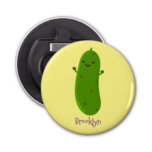 Cute happy pickle cartoon illustration bottle opener