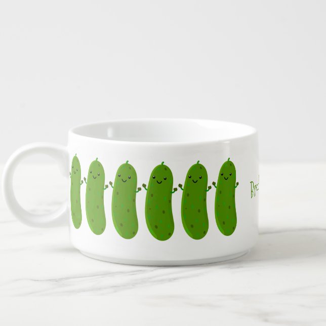 Cute happy pickle cartoon illustration bowl (Right)