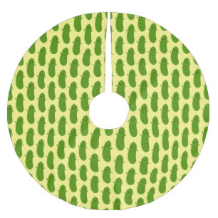 Cute happy pickle cartoon illustration brushed polyester tree skirt