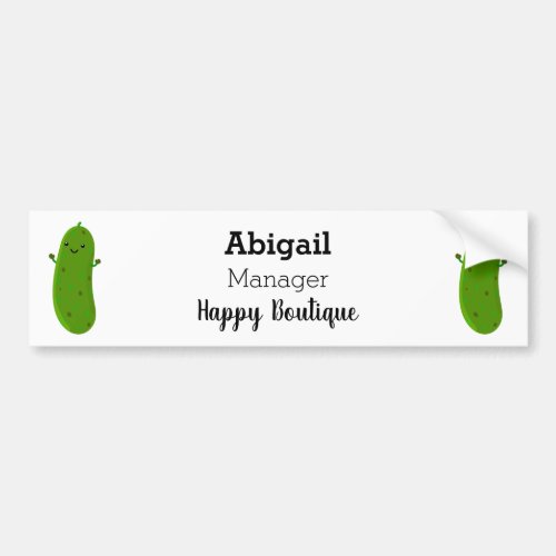 Cute happy pickle cartoon illustration  bumper sticker