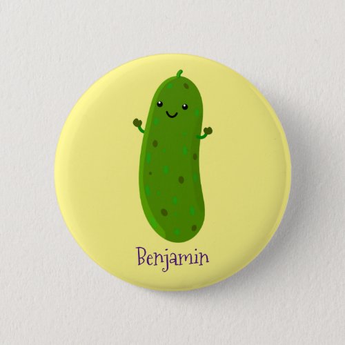 Cute happy pickle cartoon illustration button