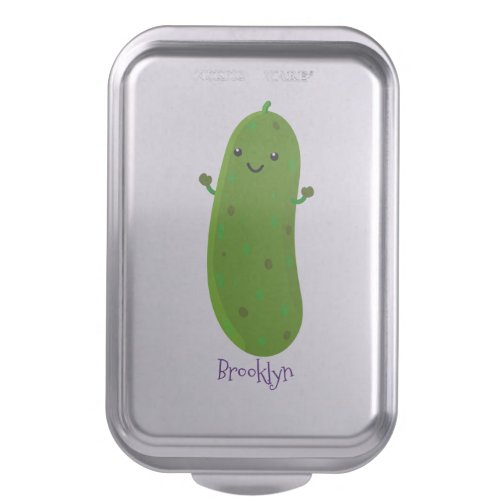 Cute happy pickle cartoon illustration cake pan