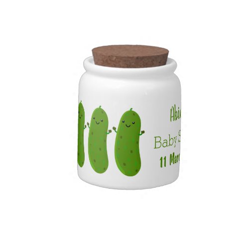 Cute happy pickle cartoon illustration candy jar