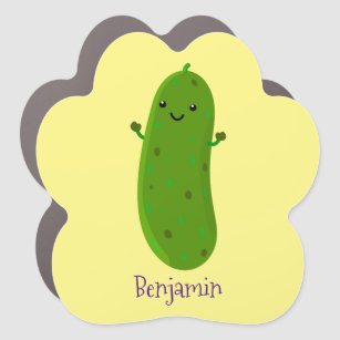 Cute happy pickle cartoon illustration car magnet