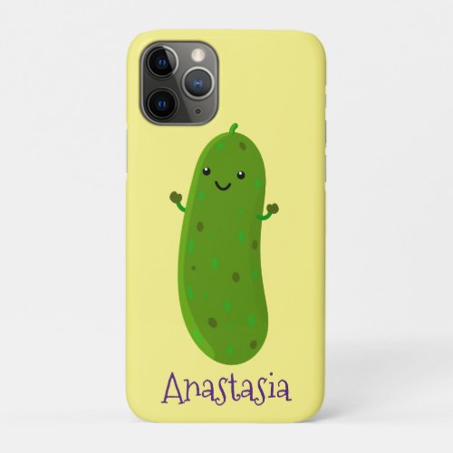 Cute happy pickle cartoon illustration iPhone 11 pro case