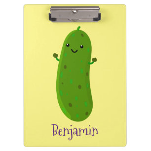 Cute happy pickle cartoon illustration clipboard