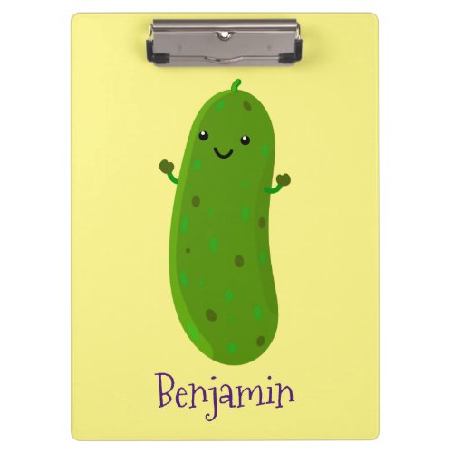 Cute happy pickle cartoon illustration clipboard