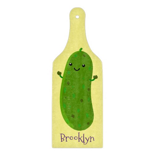 Cute happy pickle cartoon illustration cutting board