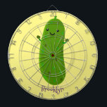 Cute happy pickle cartoon illustration dart board<br><div class="desc">Happy and cool as a cucumber!</div>