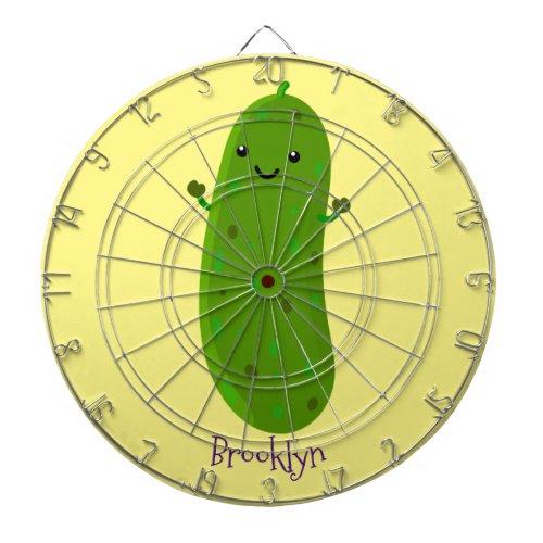 Cute happy pickle cartoon illustration dart board