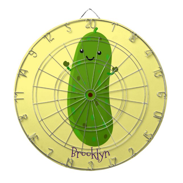 Cute happy pickle cartoon illustration dart board (Front)